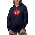 thumbnail image 1 of Distressed Eh? Maple Leaf, Canada or Canadian Themed Merch Gift, Navy Blue Hooded Sweatshirt or Hoodie, Large, 1 of 5