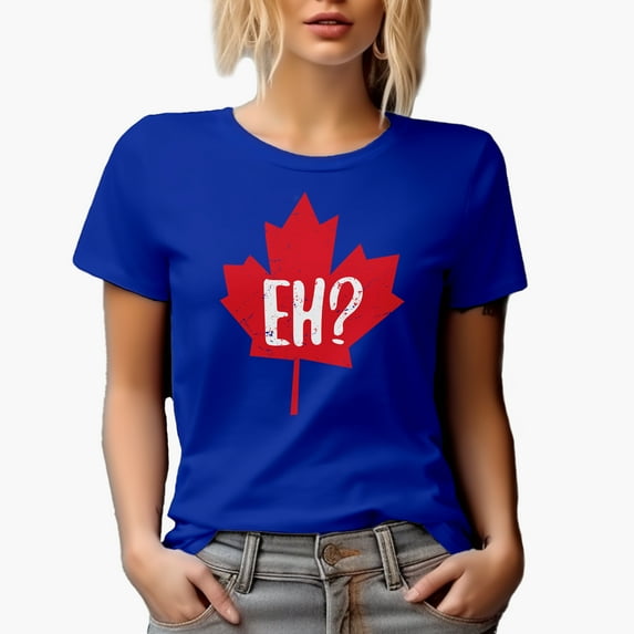 Distressed Eh? Maple Leaf, Canada or Canadian Themed Merch Gift, Royal Blue T-Shirt, Large