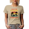 thumbnail image 1 of Distressed Enjoy the Summer, California Super Surfer, Surfing Enthusiast or Lover, Tan T-Shirt, Large, 1 of 5