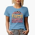 thumbnail image 1 of Distressed Faith Can Move Mountains - Retro Wavy Text Art Merch Gift, Baby Blue T-Shirt, Large, 1 of 5