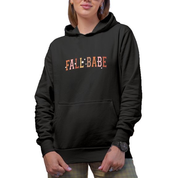 Distressed Fall Babe Merch Gift, Black Hooded Sweatshirt or Hoodie, Medium
