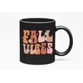 thumbnail image 1 of Distressed Fall Vibes, Retro Groovy Wavy Text Art, Black 11oz Ceramic Mug, 1 of 5