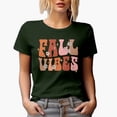 thumbnail image 1 of Distressed Fall Vibes, Retro Groovy Wavy Text Art, Military Green T-Shirt, Large, 1 of 5