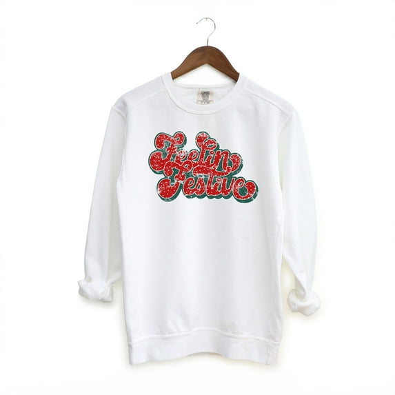 Distressed Feelin Festive | Garment Dyed Sweatshirt