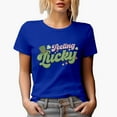 thumbnail image 1 of Distressed Feeling Lucky with Irish Cap, St. Patrick's Day Gift, Royal Blue T-Shirt, Small, 1 of 5