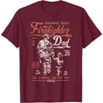thumbnail image 1 of Distressed Firefighter Dad Fathers Day Fireman Softstyle Unisex T-Shirt,Maroon Color,Size L, 1 of 5