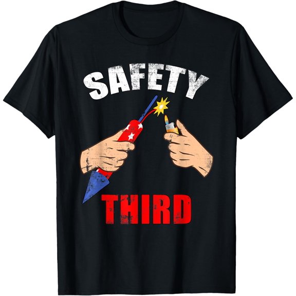Distressed Firework Safety Third 4th Of July T-Shirt