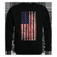 thumbnail image 1 of Distressed Flag Graphic Crew Neck Sweatshirt, Black - Large, 1 of 1