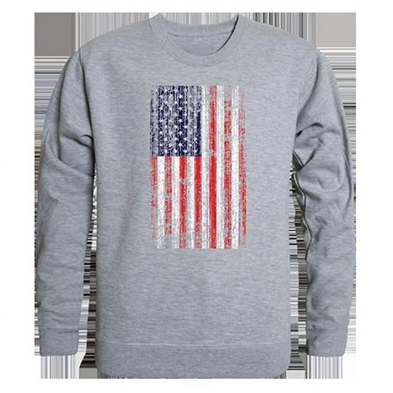 Distressed Flag Graphic Crewneck Sweatshirt, Heather Grey - 2XL