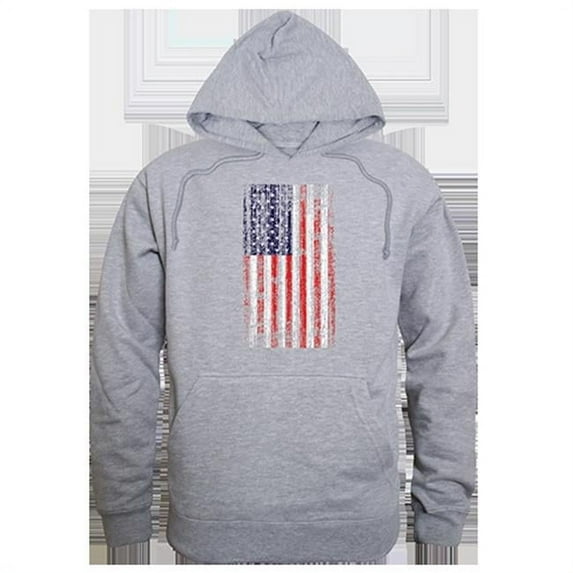 Distressed Flag Graphic Pullover Sweatshirt, Heather Gray - 2XL
