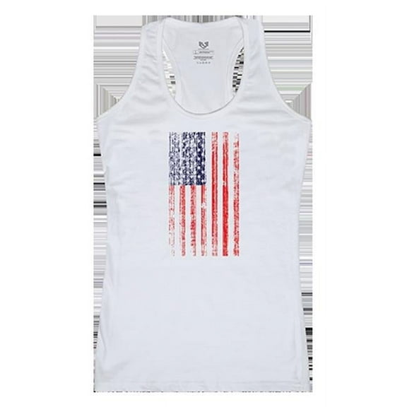 Distressed Flag Graphic Tank Top, White - Extra Large