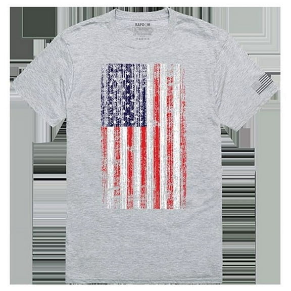 Distressed Flag Tactical Graphic Tee Shirt, Heather Gray - 2XL