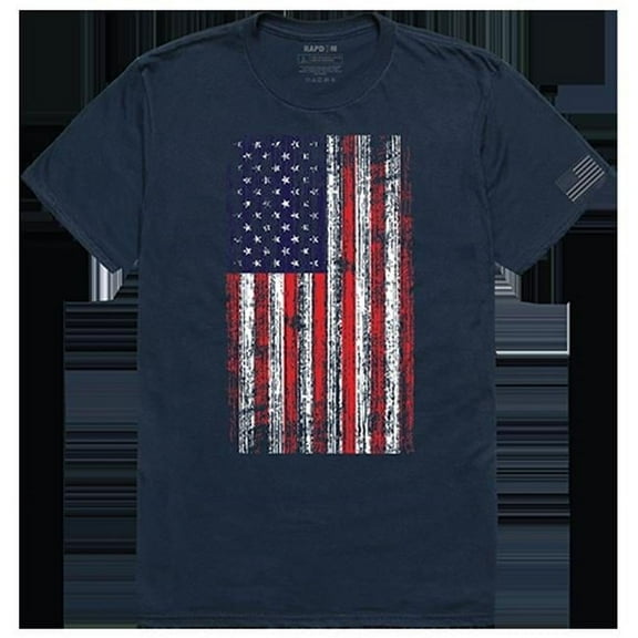 Distressed Flag Tactical Graphic Tee Shirt, Navy - 2XL