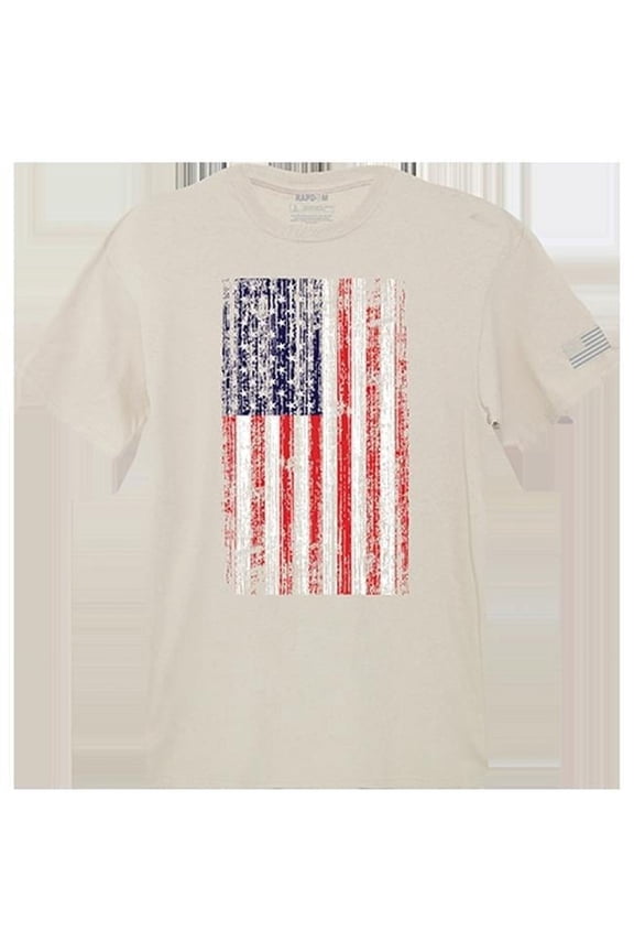 Distressed Flag Tactical Graphic Tee Shirt, Sand - Small
