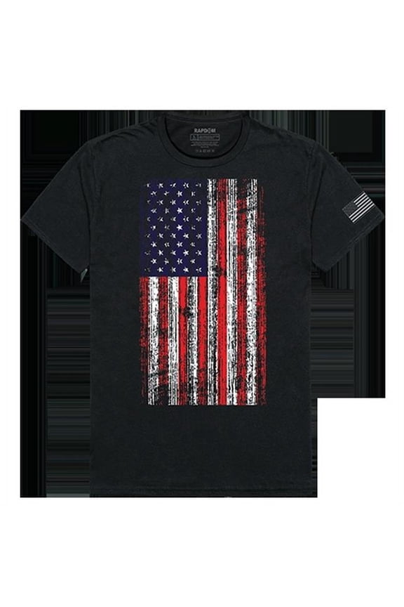 Distressed Flag Tactical Graphics Tees, Black - 2X
