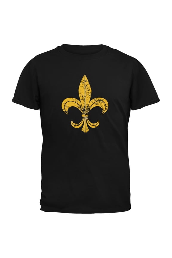 Distressed Fleur-de-lis Black Youth T-Shirt - Youth Small