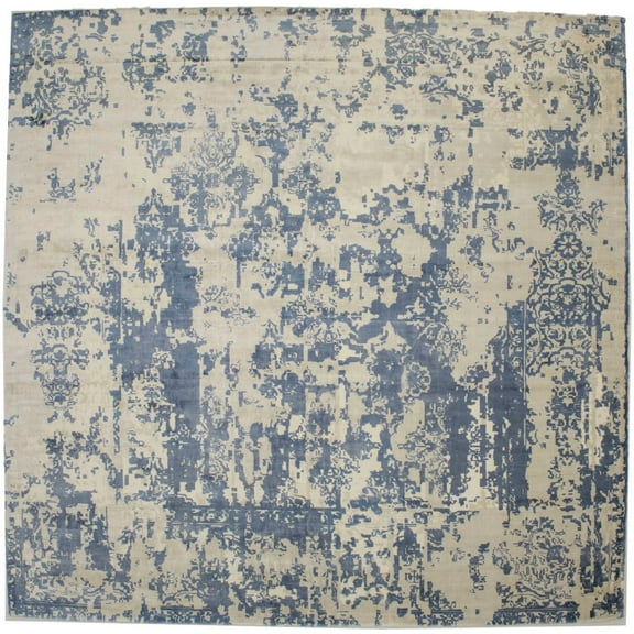 Distressed Floral Modern 9X9 Hand-Loomed Square Rug