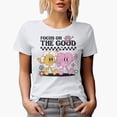 thumbnail image 1 of Distressed Focus on the Good - Retro Heart & Flowers Art Merch Gift, White T-Shirt, Large, 1 of 5