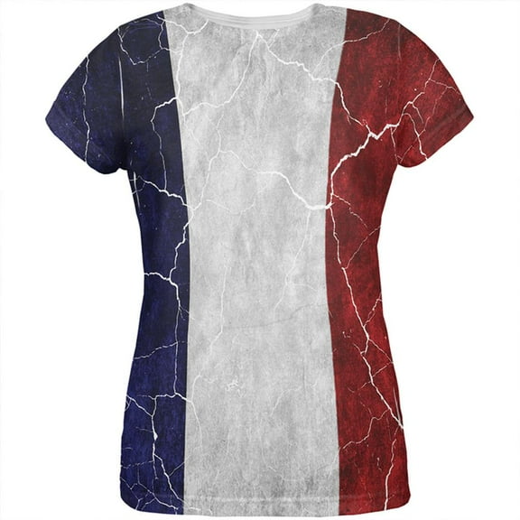 Distressed French Flag All Over Womens T Shirt Multi MD