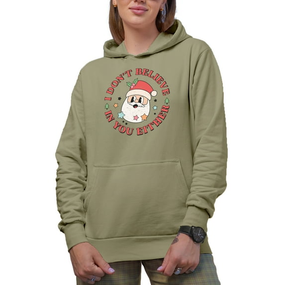 Distressed Funny I Don't Believe in You Either - Santa Quote Merch Gift, Sand Hooded Sweatshirt or Hoodie, 3XL