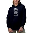 thumbnail image 1 of Distressed Funny Talk Birdie to Me Pun with a Ball & Clubs, Golf Player, Golfing or Golfer Themed Merch Gift, Navy Blue Hooded Sweatshirt or Hoodie, Large, 1 of 5