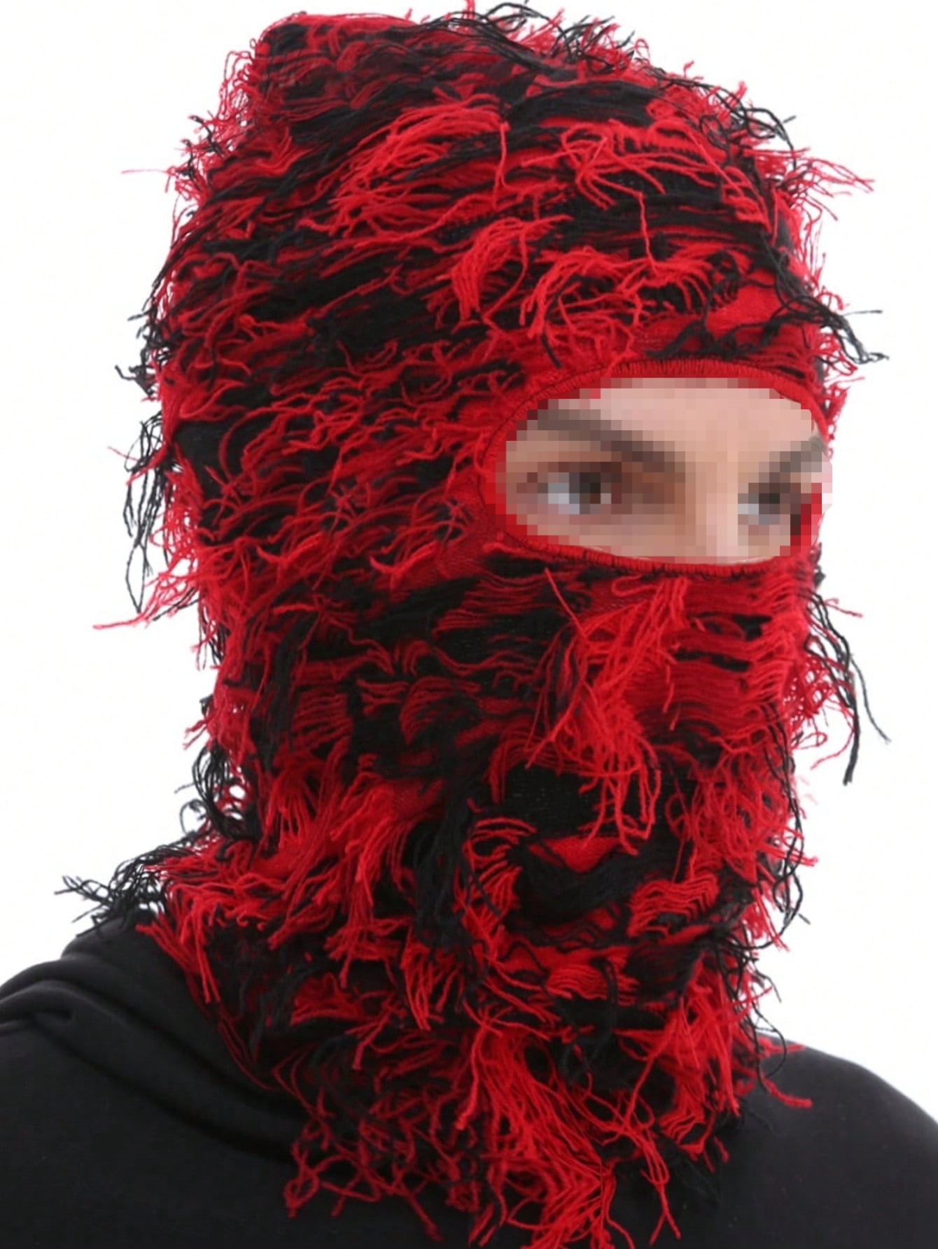 Distressed Fuzzy Balaclava Ski Mask, Multicolor, 1 Pack
