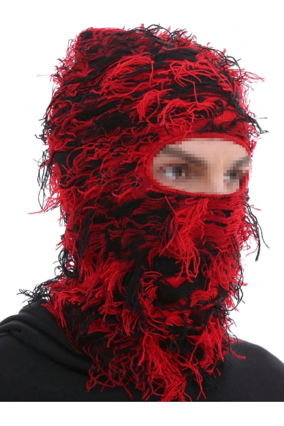 Distressed Fuzzy Balaclava Ski Mask, Multicolor, 1 Pack