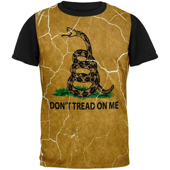Distressed Gadsden Flag All Over Mens Black Back T Shirt Multi SM