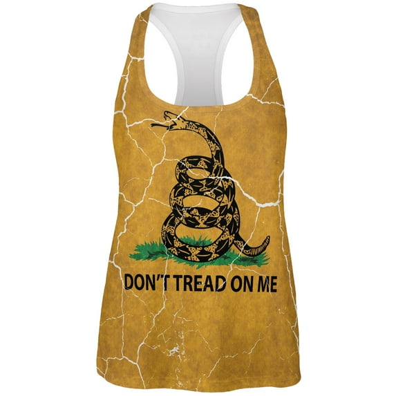 Distressed Gadsden Flag All Over Womens Work Out Tank Top Multi LG