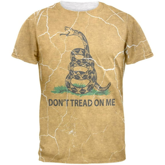 Distressed Gadsden Flag Mens T Shirt Heather White LG