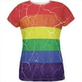 thumbnail image 1 of Distressed Gay Pride Flag All Over Womens T Shirt Multi X-LG, 1 of 2
