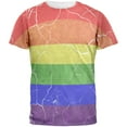 thumbnail image 1 of Distressed Gay Pride Flag Mens T Shirt Heather White MD, 1 of 2