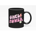thumbnail image 1 of Distressed Girl Power, Retro Groovy Text Art, Black 11oz Ceramic Mug, 1 of 5