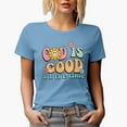 thumbnail image 1 of Distressed God Is Good All the Time - Retro Wavy Text Art Merch Gift, Baby Blue T-Shirt, 3XL, 1 of 5