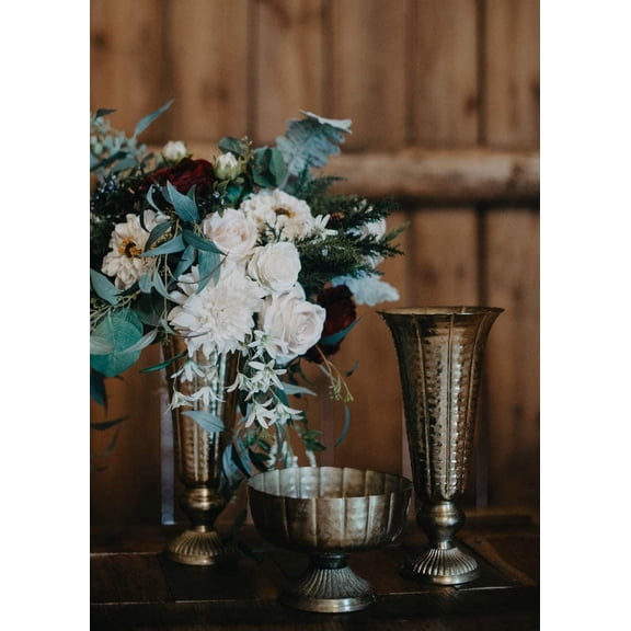 Distressed Gold Metal Fluted Vase