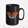 thumbnail image 1 of Distressed Golf Is My Therapy, Health Humor Quote, Golf Player, Golfing or Golfer, Black 15oz Ceramic Mug, 1 of 5