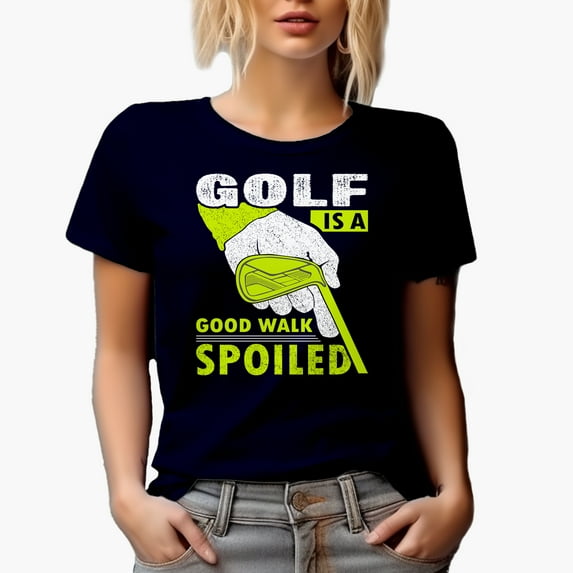 Distressed Golf Is a Good Walk Spoiled, Golf Player, Golfing or Golfer Themed Merch Gift, Navy Blue T-Shirt, X-Large