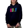 thumbnail image 1 of Distressed Golf Word with a Club, Golf Player, Golfing or Golfer Themed Merch Gift, Navy Blue Hooded Sweatshirt or Hoodie, 2XL, 1 of 5
