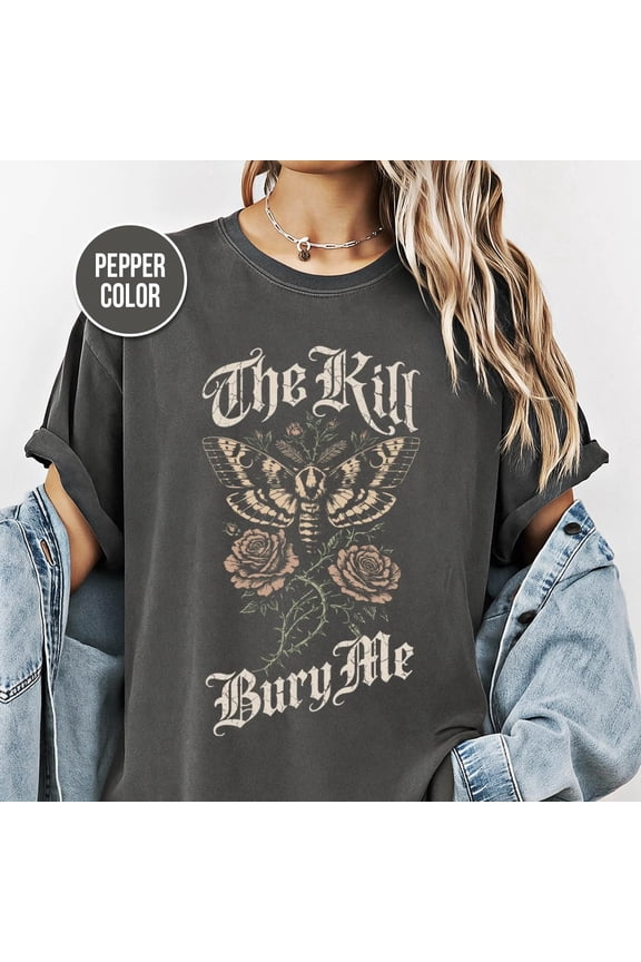 Distressed Gothic Moth Shirt, Dark Romance Graphic Tee, Emo Aesthetic Comfort Colors Shirt, Vintage Rock Inspired Gift