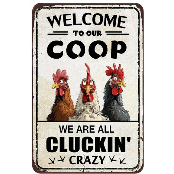 Distressed Gray Rooster Signs 12x8 Inch Welcome To Our Coop Funny Chicken Stuff Coop Accessories Farmhouse Kitchen Decor