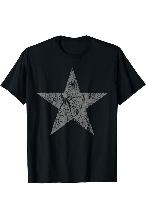 Distressed Gray Star Print Vintage Star, Grunge T-Shirt mens t hirt men，black，women，misfits，journey ，boys