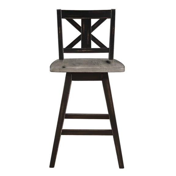 Distressed Gray and Black Finish | Suitable for Dining Room Decor | Have a Set of Functional Swivel Chairs