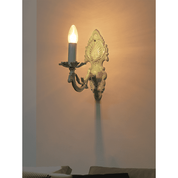 Distressed Green Cast Aluminium 1 Light Candelabra Wall Sconce