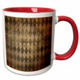 thumbnail image 1 of Distressed Green and Beige Diamond Geometric Pattern 11oz Two-Tone Red Mug mug-340226-5, 1 of 3