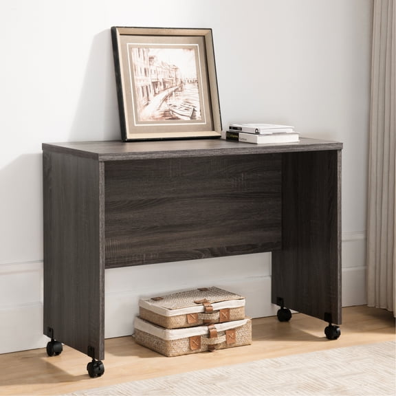 Distressed Grey Computer Desk with Panel / Ideal for Home Office Setup / Adds Aesthetic Appeal
