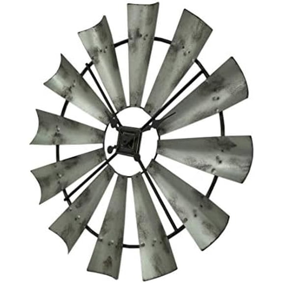 Distressed Grey Rustic 30 Inch Metal Windmill Wall Clock$$Home Decor, Kitchen, & Other