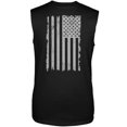 thumbnail image 1 of Distressed Grey Vertical American Flag Mens Sleeveless Shirt, 1 of 1