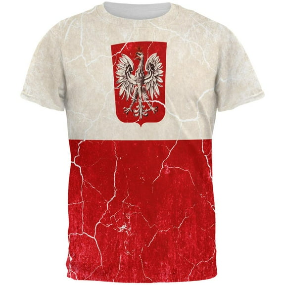 Distressed Grunge Polish Crest Flag All Over Mens T Shirt Multi LG