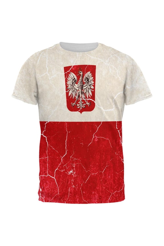 Distressed Grunge Polish Crest Flag All Over Mens T Shirt Multi MD
