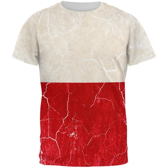 Distressed Grunge Polish Flag All Over Mens T Shirt Multi LG